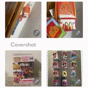 Mc Dee’s Bag+Lanyard ID+🍭Funko👑58🍬kandy+Minnie/minions stickons💅+925❤️studs